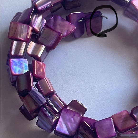 Wide Spiral Purple Shell Nugget Multistrand Flex
Bracelet - Adjustable - Picture 6 of 6